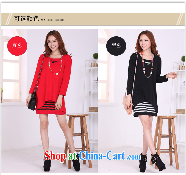 Meng-dress 2015 new Korean streaks graphics thin two-piece long-sleeved thick MM dress M 5093 black XXXXL pictures, price, brand platters! Elections are good character, the national distribution, so why buy now enjoy more preferential! Health