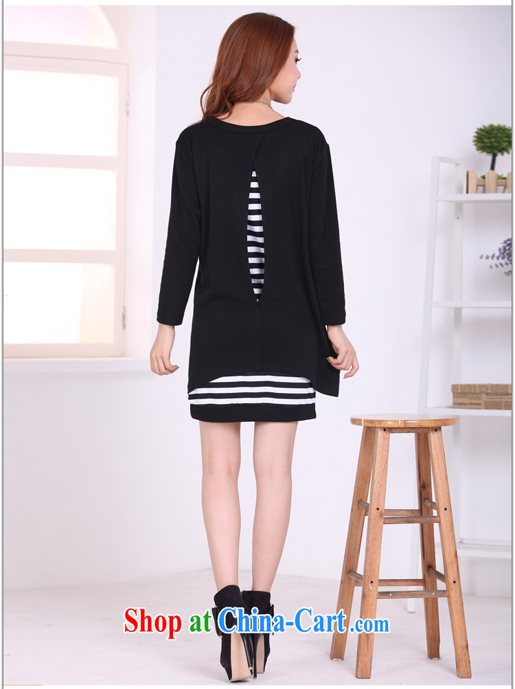 Meng-dress 2015 new Korean streaks graphics thin two-piece long-sleeved thick MM dress M 5093 black XXXXL pictures, price, brand platters! Elections are good character, the national distribution, so why buy now enjoy more preferential! Health