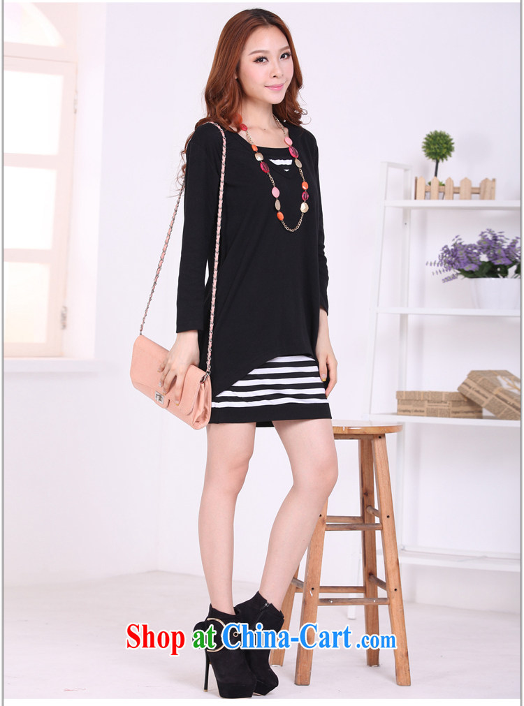 Meng-dress 2015 new Korean streaks graphics thin two-piece long-sleeved thick MM dress M 5093 black XXXXL pictures, price, brand platters! Elections are good character, the national distribution, so why buy now enjoy more preferential! Health