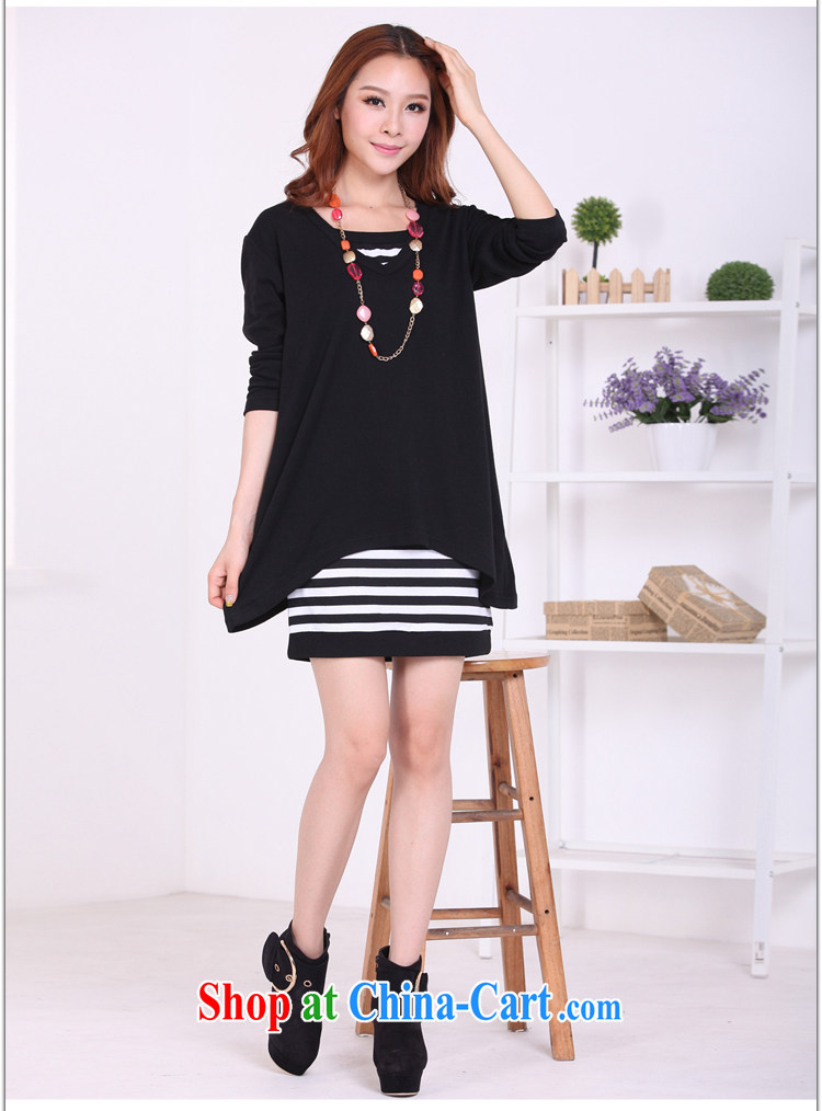 Meng-dress 2015 new Korean streaks graphics thin two-piece long-sleeved thick MM dress M 5093 black XXXXL pictures, price, brand platters! Elections are good character, the national distribution, so why buy now enjoy more preferential! Health