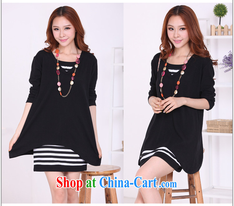 Meng-dress 2015 new Korean streaks graphics thin two-piece long-sleeved thick MM dress M 5093 black XXXXL pictures, price, brand platters! Elections are good character, the national distribution, so why buy now enjoy more preferential! Health