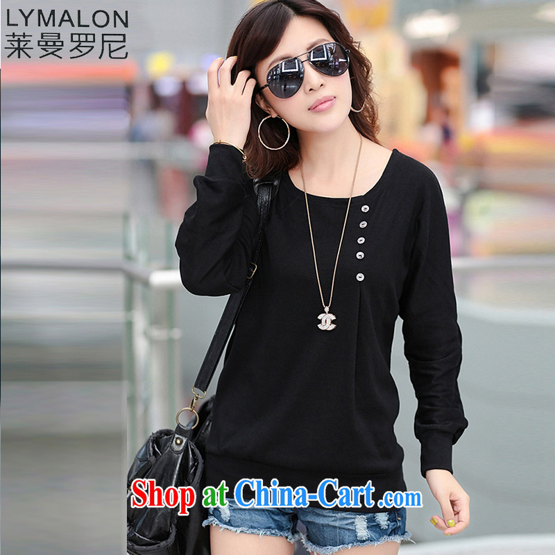Lehman Ronnie lymalon thick, graphics thin 2015 spring new Korean version of the greater code female 100 ground long-sleeved round neck knitted sweater solid dark gray 8075 XXXXL, Lehman Ronnie (LYMALON), shopping on the Internet