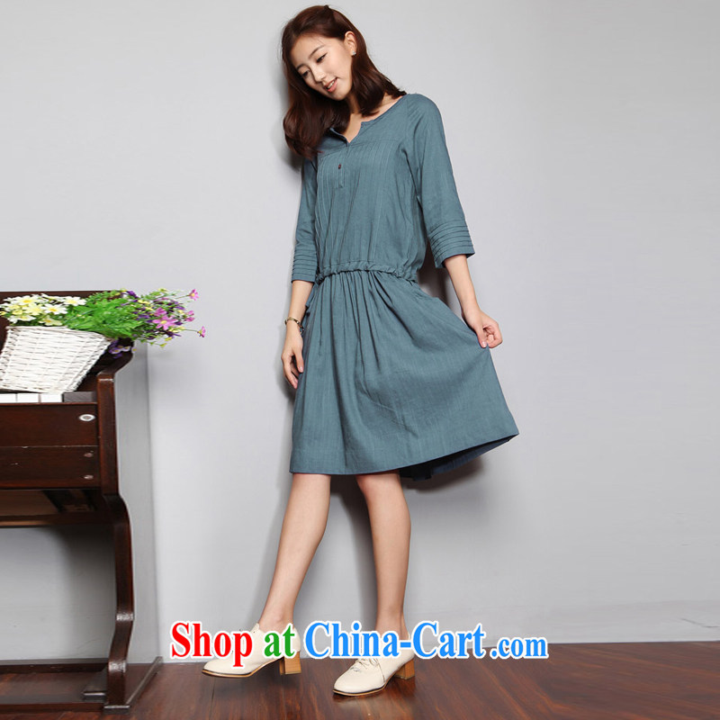 The Ju-Yee Nga larger female summer the fertilizer and loose fat sister graphics thin, long, cotton the dresses YQ 9085 blue XXL, Yu Yee Nga, shopping on the Internet