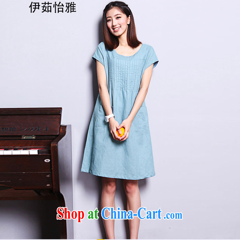 The Ju-Yee Nga summer load the Code women the fat King, thick sister graphics thin cotton, the short-sleeve dresses YQ 9182 rail blue XL