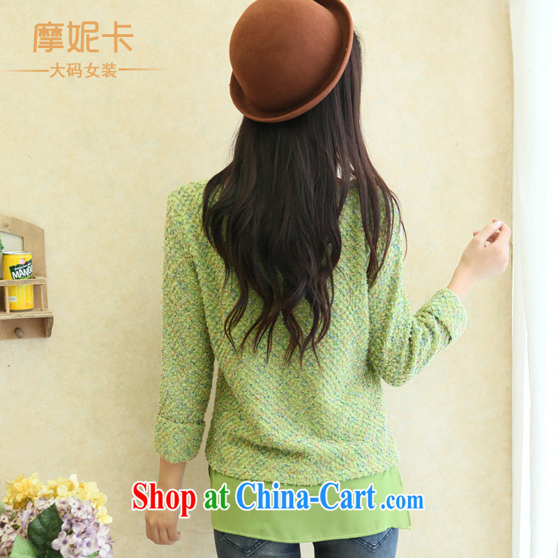 Moses Veronica larger women mm thick winter clothes 2013 new Korean video thin round-collar thick sister knitted T-shirt T-shirt green XL, Veronica, shopping on the Internet
