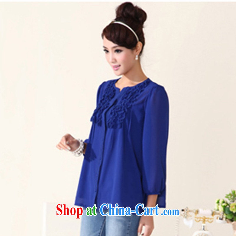 Shallow L - 4 X thick MM King, loose snow woven shirts fat people graphics thin nail fungus the lantern cuff large code shirt women 1021 blue XXL, shallow, and shopping on the Internet