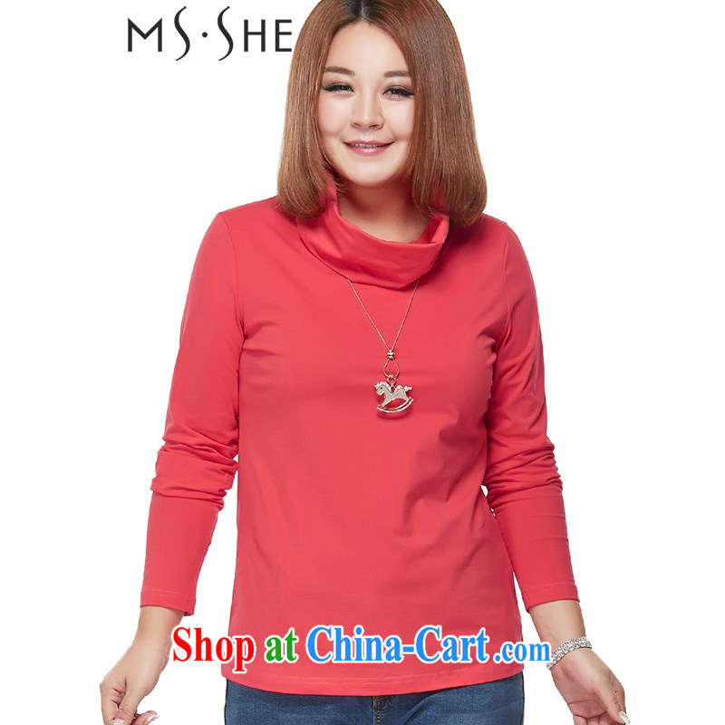 MSSHE XL women 2015 spring loaded thick MM cultivating graphics gaunt for solid shirt 100 ground and indeed increase Code T shirt long-sleeved clearance 323 watermelon red 4XL