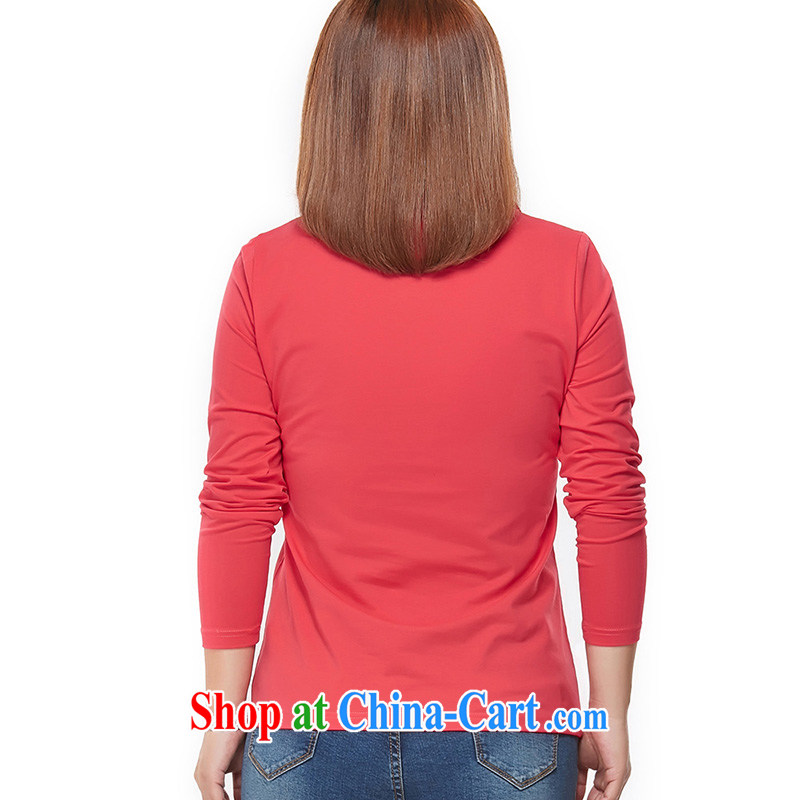 MSSHE XL ladies' 2015 spring loaded thick MM cultivating graphics gaunt for solid shirts 100 to ground the fat XL T long-sleeved shirt clearance 323 watermelon red 4XL, Msshe, shopping on the Internet