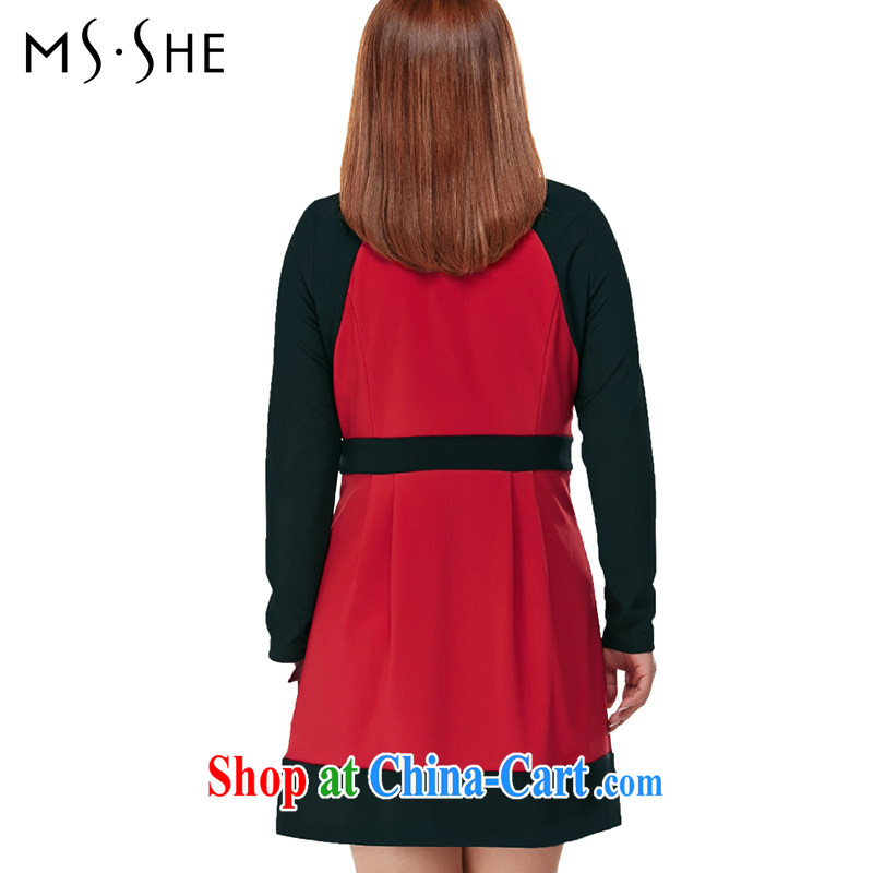 MSSHE XL girls spring dresses on Europe and sister knocked color the long-sleeved dresses the waist graphics thin clearance 5512 Fire Red 3 XL, Msshe, shopping on the Internet