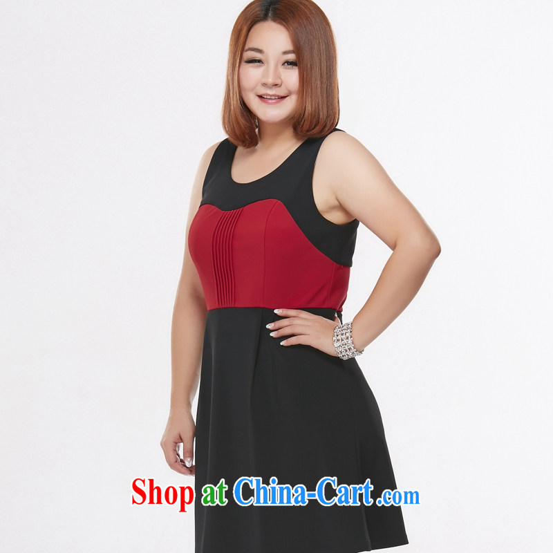 MsShe XL female 2015 mm thick spring big stitching knocked color vest skirt dress 3103 black 3 XL, Msshe, shopping on the Internet