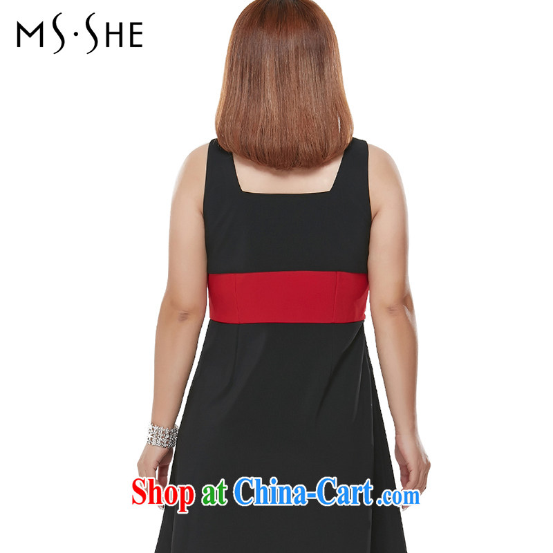 MsShe XL female 2015 mm thick spring big stitching knocked color vest skirt dress 3103 black 3 XL, Msshe, shopping on the Internet