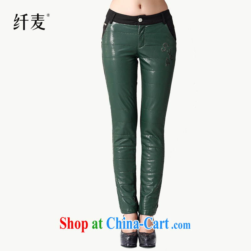 Slim, Mr Big, female Korean autumn and winter load loose 2014 new thick mm stylish knocked color tile graphics thin beauty warm pants 3358 green XXXXXL