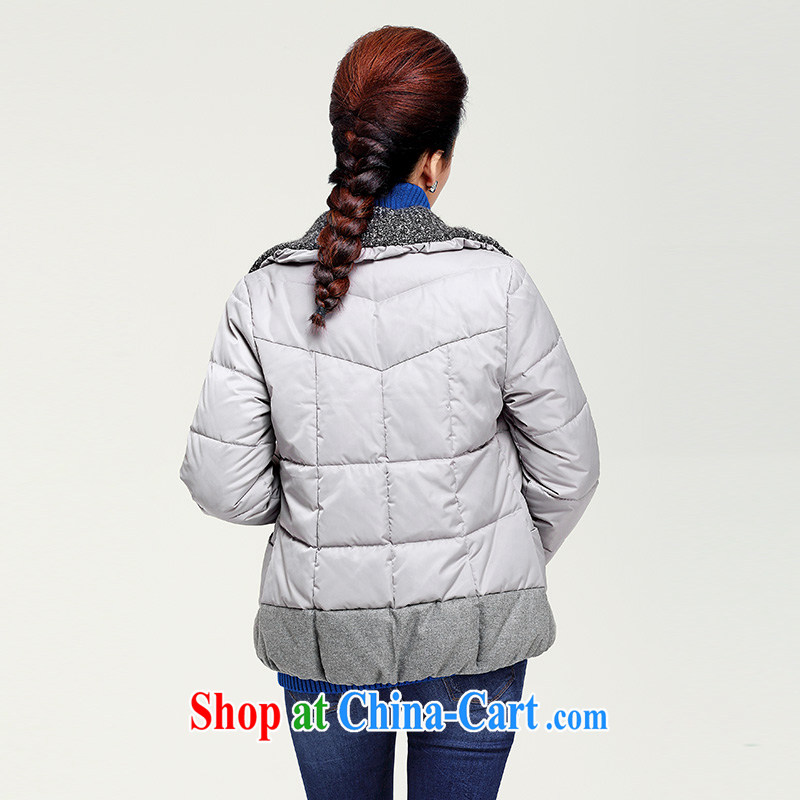 The Mak is the women's clothing 2014 autumn and winter new thick mm stylish loose stitching zipper collar, quilted coat ZN 13,860 light gray XXXXL, former Yugoslavia, Mak, and shopping on the Internet
