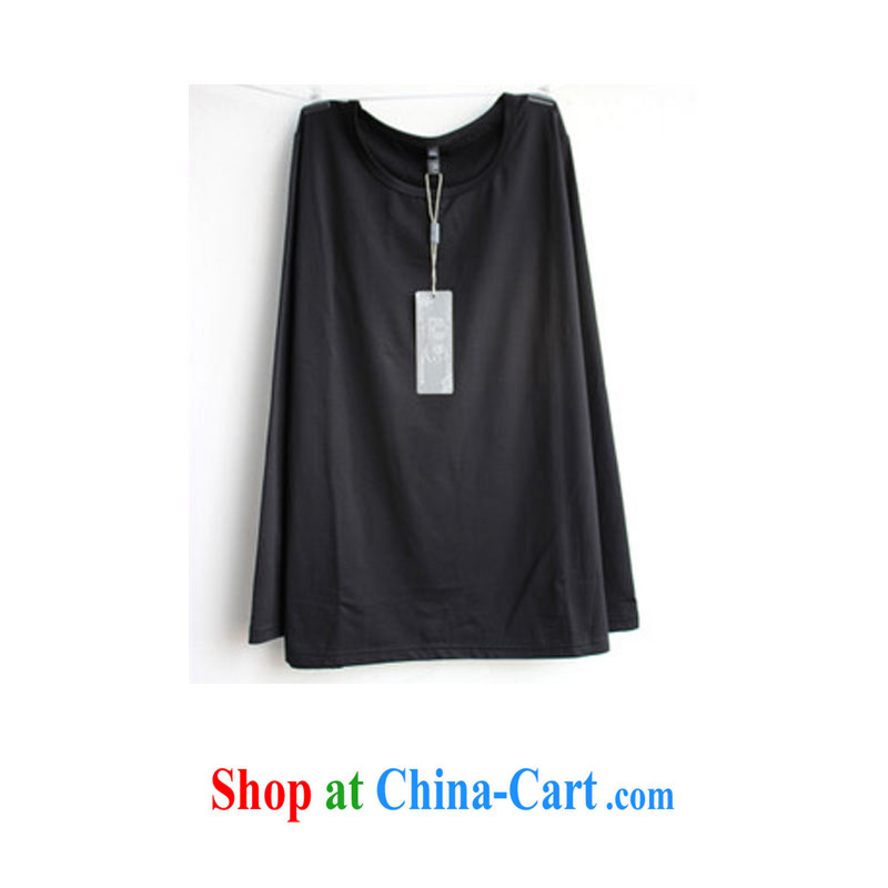 Hi Princess slave Korea version of the greater code female solid T-shirt milk, the lint-free cloth and comfortable pro-skin-colored long-sleeved round-collar solid T shirt A 5169 blue - round-collar 4 XL/230 jack, Hi Maria slavery, and shopping on the Internet