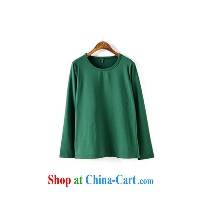 Hi Princess slave Korea version of the greater code female solid T-shirt milk, the lint-free cloth and comfortable pro-skin-colored long-sleeved round-collar solid T shirt A 5169 blue - round-collar 4 XL/230 jack, Hi Maria slavery, and shopping on the Internet
