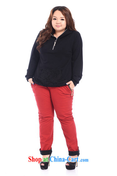 Hi Margaret slavery won the version code female cap sweater lace stitching pocket long-sleeved thick mm jacket, T-shirt A 6469 black 3 XL/200 Jack left and right pictures, price, brand platters! Elections are good character, the national distribution, so why buy now enjoy more preferential! Health
