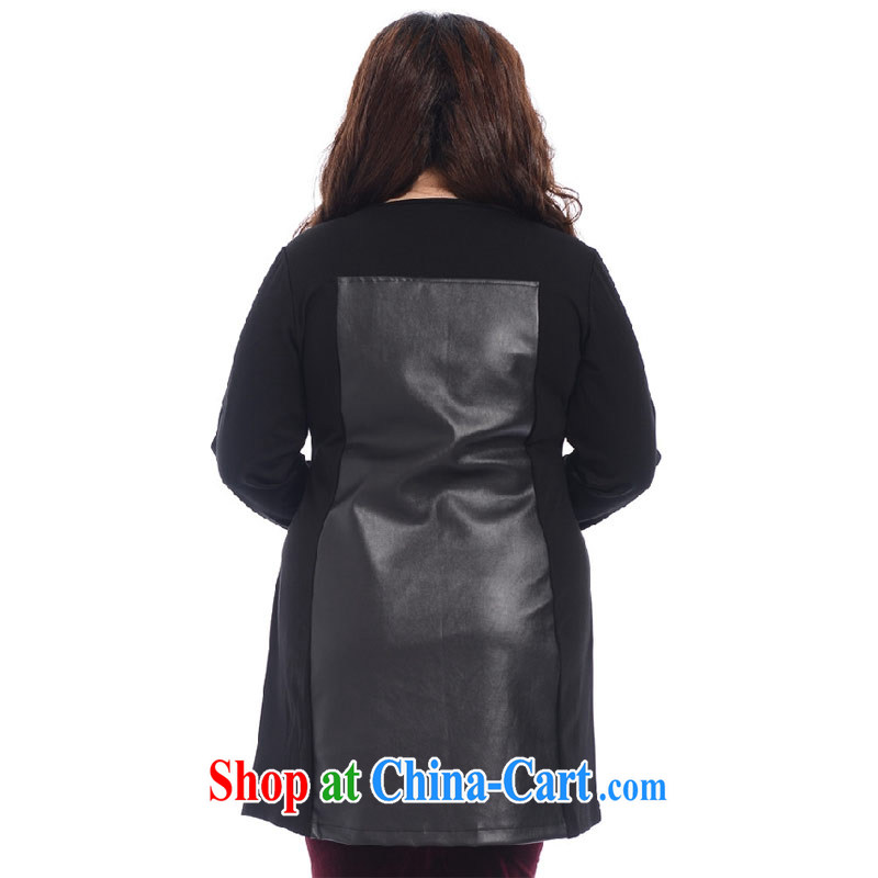 Hi Princess slave Korean king, women with the FAT and FAT MM graphics thin leather stitching long stylish dresses A 6479 Black Large Number 3 XL 200 jack, Hi Maria slavery, and shopping on the Internet