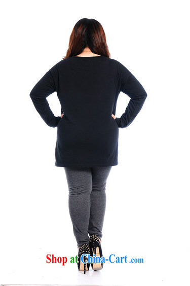 Hi Princess Won slavery and indeed increase, female fat MM long-sleeved round-collar T shirt pure cotton with solid color shirt A 6539 black 3 XL/chest of 130 CM pictures, price, brand platters! Elections are good character, the national distribution, so why buy now enjoy more preferential! Health