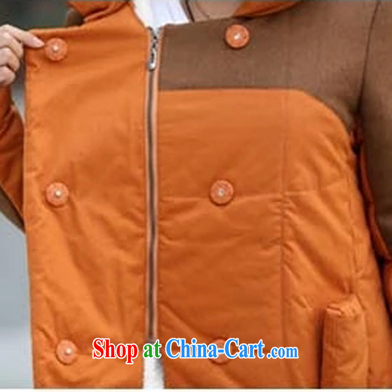The line spend a lot, girls in winter, Korean video thin thick mm personalized tile long quilted coat relaxed thick warm artificial hair lining D 2 XPS orange stitching 4 XL, sea routes, and shopping on the Internet