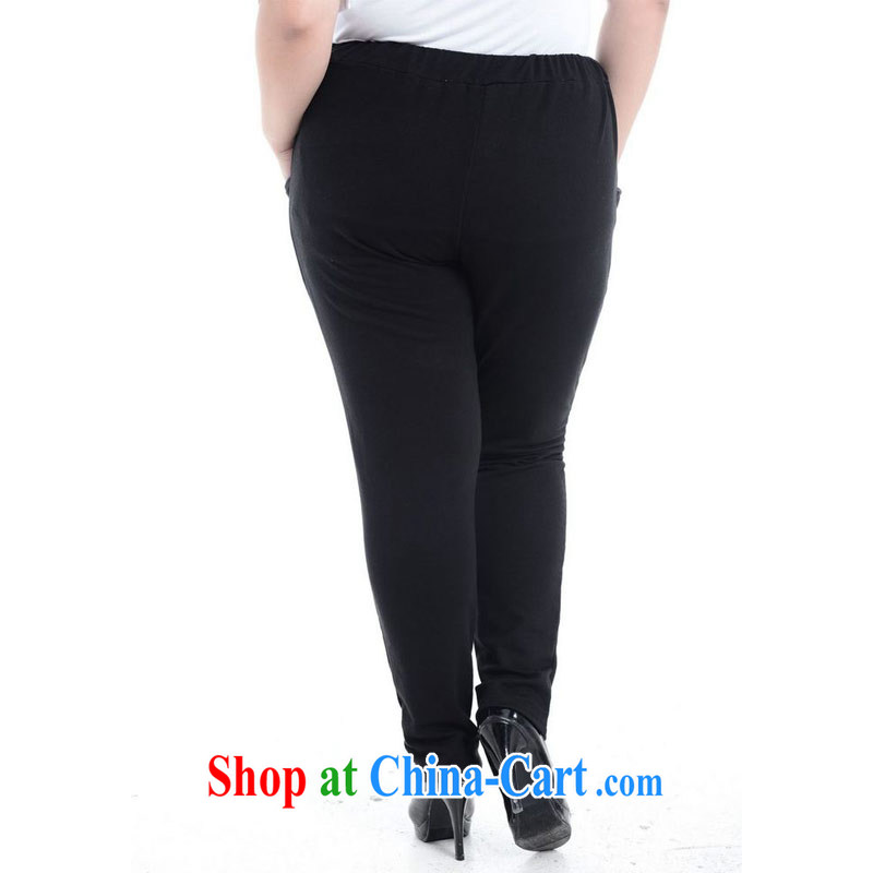 Hi Margaret slavery summer Korean female large, the FAT and FAT MM pregnant women with leisure loose ground 100 graphics thin stretch, Trouser Press castor pants pants black large code XL 140 jack, hi Maria slavery, shopping on the Internet