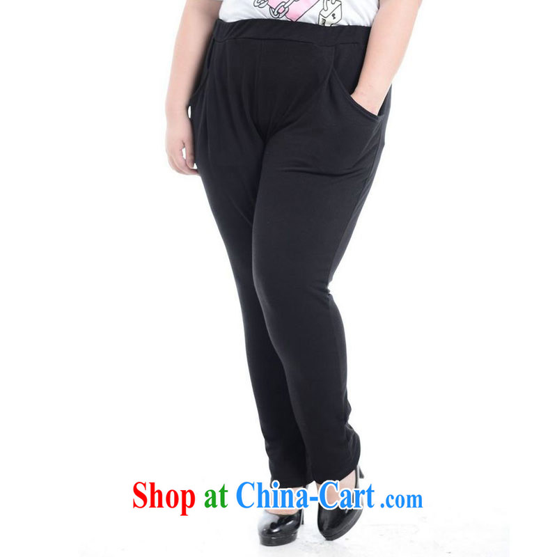 Hi Margaret slavery summer Korean female large, the FAT and FAT MM pregnant women with leisure loose ground 100 graphics thin stretch, Trouser Press castor pants pants black large code XL 140 jack, hi Maria slavery, shopping on the Internet