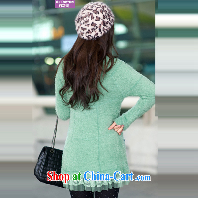 Ms. Cecilia Clinton's larger women 2014 autumn and winter, the Korean version, long, seahorses sweater girl beauty stretch solid shirts, girls wearing woolen pullover jacket Green Green 圽 codes, Cecilia Medina Quiroga (celia Dayton), online shopping