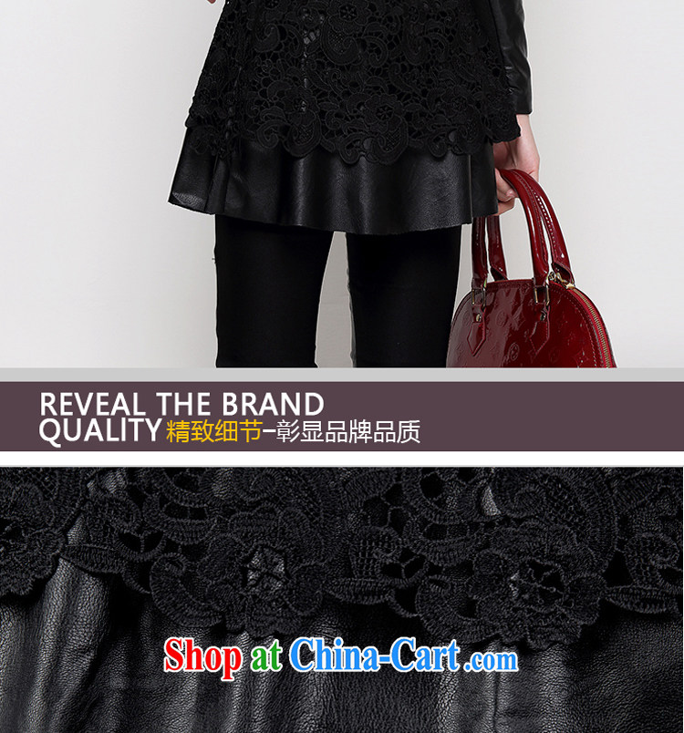 Sunrise House autumn 2014 autumn and winter new lace spell leather solid skirt the lint-free cloth warm, long, solid black shirt M pictures, price, brand platters! Elections are good character, the national distribution, so why buy now enjoy more preferential! Health