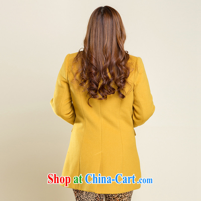 Slim Li-su 2014 autumn new, larger female lapel cultivating long-sleeved long fleece? The jacket coat Q 3093 (with 49% wool) Yellow L, slim Li-su, and shopping on the Internet