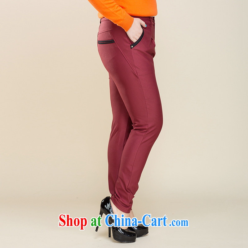 Slim Li-su 2014 autumn new, larger female knocked color pocket 100 ground cultivating castor pants Q 3116 red L, slim Li-su, and shopping on the Internet