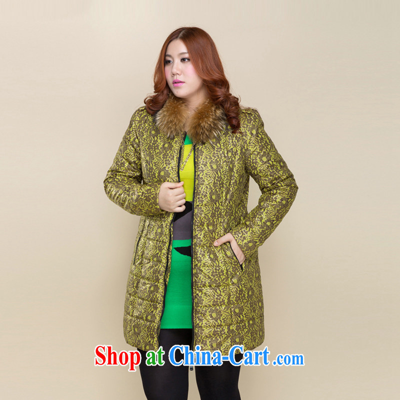 Slim LI Sau 2014 autumn and winter new, larger female round-collar hit salad link warm long-sleeved quilted coat (grant campaign sub-gross) Q 3125 yellow XL, slim Li-su, and shopping on the Internet