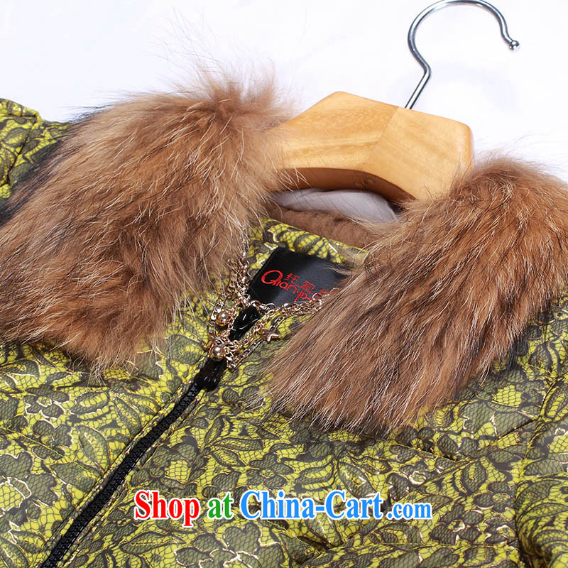 Slim LI Sau 2014 autumn and winter new, larger female round-collar hit salad link warm long-sleeved quilted coat (grant campaign sub-gross) Q 3125 yellow XL, slim Li-su, and shopping on the Internet