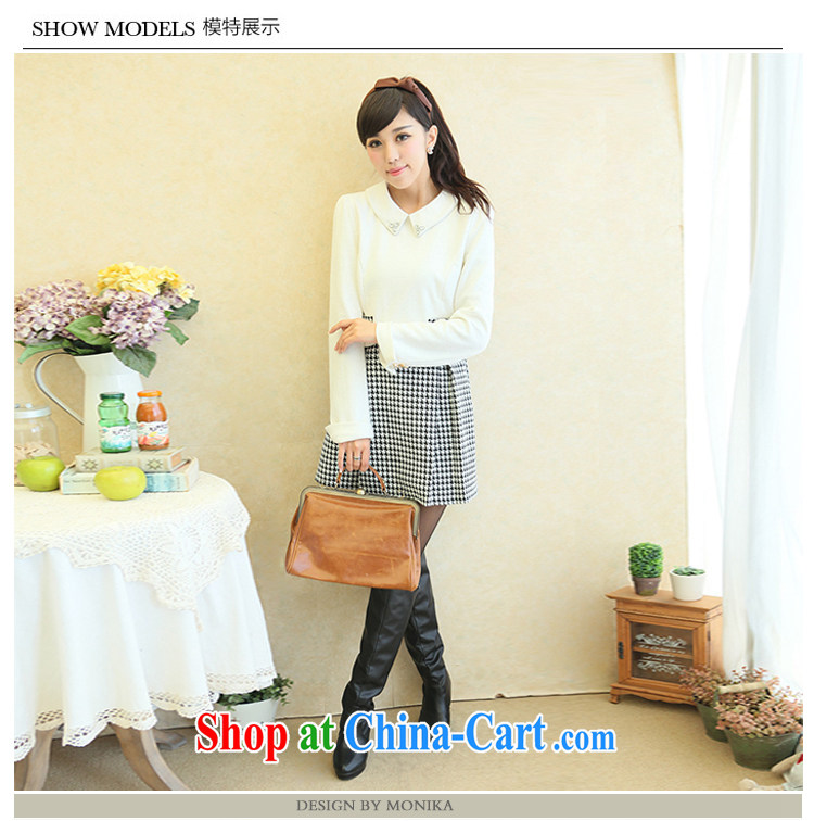Moses Veronica 2013 larger women mm thick winter clothing new Korean video thin beauty long-sleeved lapel tartan dresses white XXXL pictures, price, brand platters! Elections are good character, the national distribution, so why buy now enjoy more preferential! Health