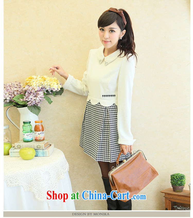Moses Veronica 2013 larger women mm thick winter clothing new Korean video thin beauty long-sleeved lapel tartan dresses white XXXL pictures, price, brand platters! Elections are good character, the national distribution, so why buy now enjoy more preferential! Health