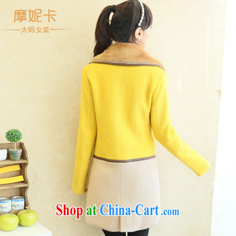 American Samoa Connie card the Code women 2013 mm thick winter clothes new, Korean version graphics thin long-sleeved warm hair? jacket coat female yellow XXL Moses, Veronica, and shopping on the Internet