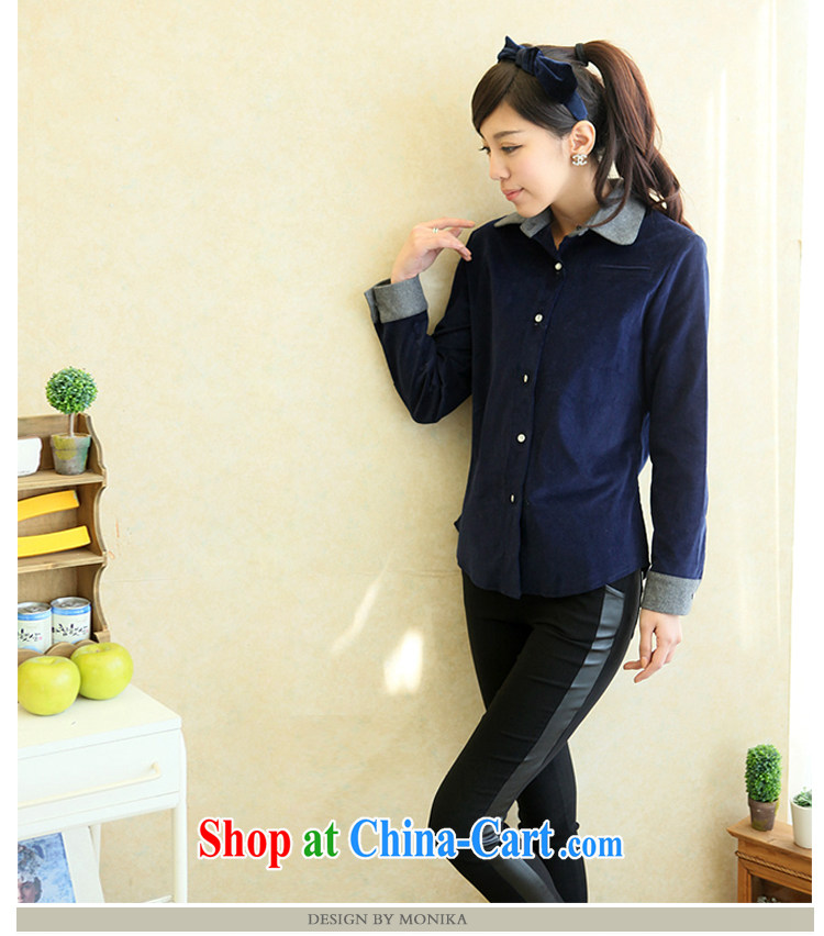 Moses Veronica larger female 2013 mm thick winter clothes Korean version of the new graphics thin corduroy cultivating long-sleeved T-shirt T-shirt blue XL pictures, price, brand platters! Elections are good character, the national distribution, so why buy now enjoy more preferential! Health
