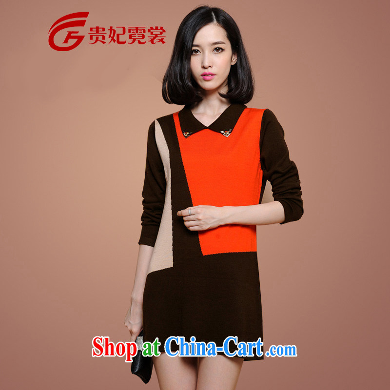 Autumn 2014 the new King, ladies dress Korean girls with the FAT XL wool cashmere short skirts beauty spell-colored long-sleeved dresses 8 orange 3 XL recommended weight 170 jack