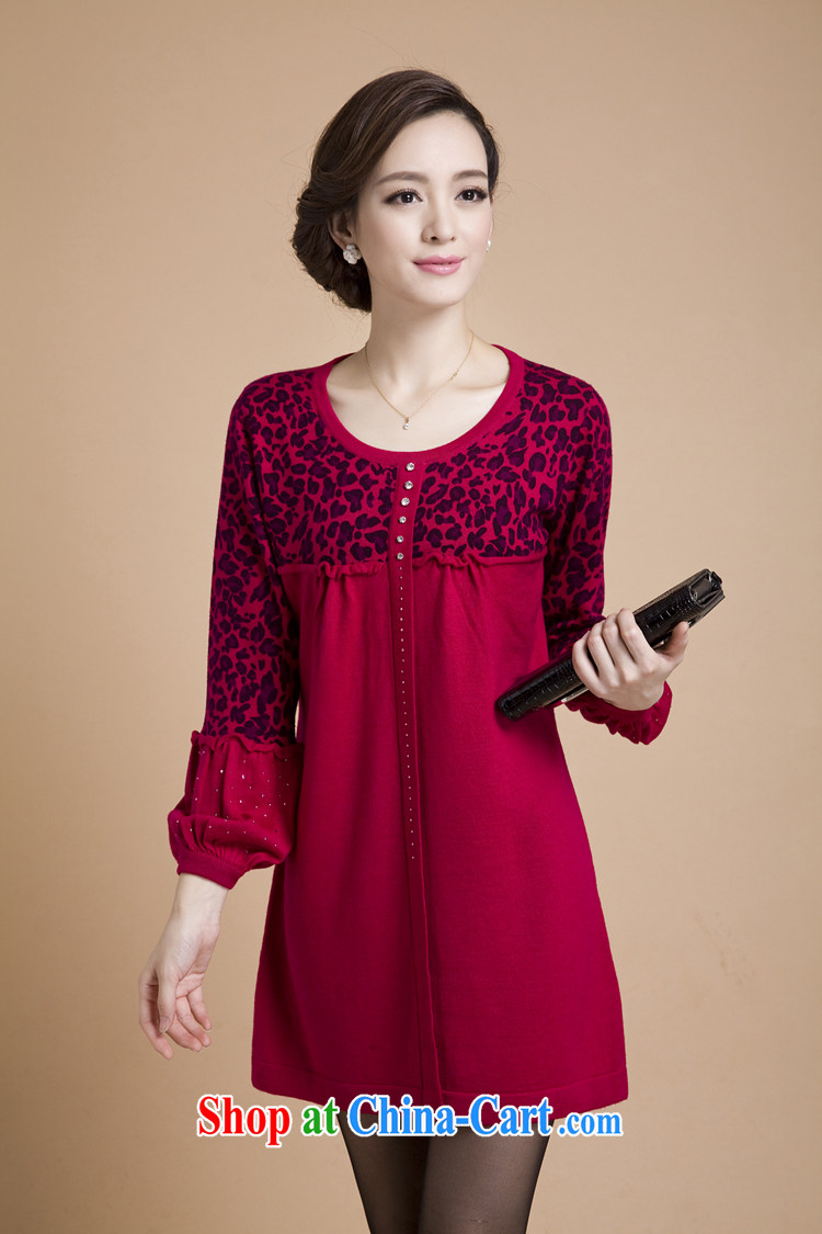 2014 mm thick Autumn with new female dress long-sleeved Leopard, long, and indeed increase, cultivating charisma wool long-sleeved dresses 188 red 3XL pictures, price, brand platters! Elections are good character, the national distribution, so why buy now enjoy more preferential! Health