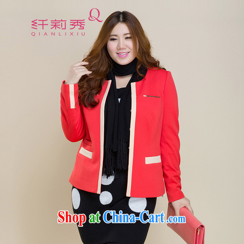 Slim LI Sau 2014 autumn new larger women Beauty aura small fragrant wind 100 ground bubble sleeve jacket Q 3188 red L
