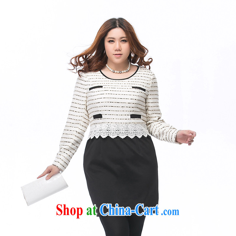 Slim Li-su 2014 autumn and winter new, larger female round-neck collar and elegant small Hong Kong Wind leave of two garment Q 3311 black XXXL, slim Li-su, and shopping on the Internet