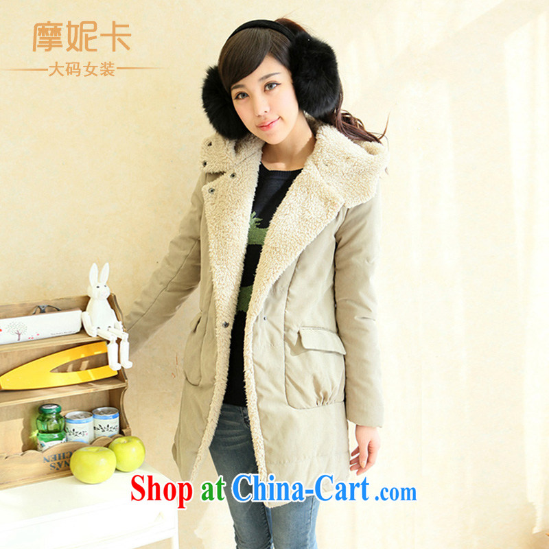 King, female 2013 Korean winter clothing new thick warm long Graphics thin cap long-sleeved quilted coat jacket gray green XL