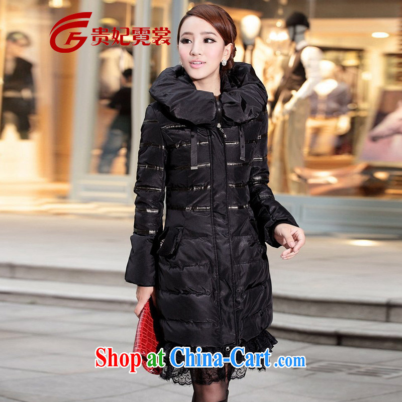 queen sleeper sofa Ngai Sang mm thick winter clothing new Korean fashion and indeed intensify the long jacket lace edge ultra-king, female thick coat black 2XL for 125 - 145 jack