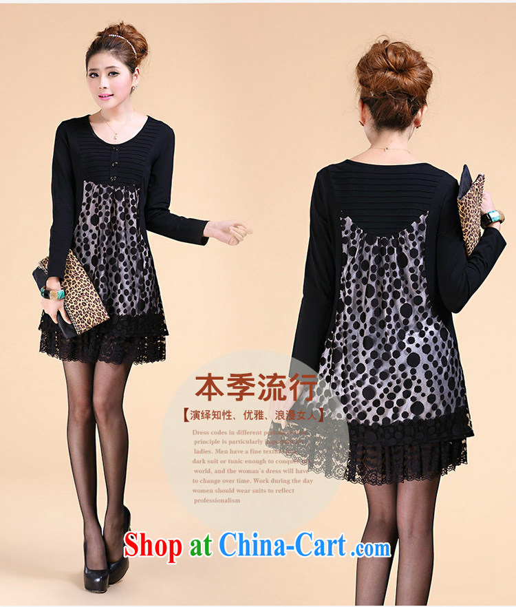 Cheuk-yan Yi Lai film 2015 spring new, larger female sexy lace check take stitching round-collar solid dress M 3095 black XL pictures, price, brand platters! Elections are good character, the national distribution, so why buy now enjoy more preferential! Health