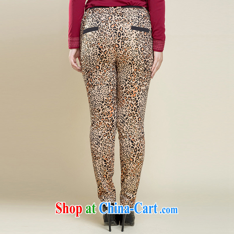Slim Li-su 2014 autumn new, larger female sexy Leopard stretch cultivating castor solid pencil trousers Q 3087 orange XL, slim Li-su, and shopping on the Internet