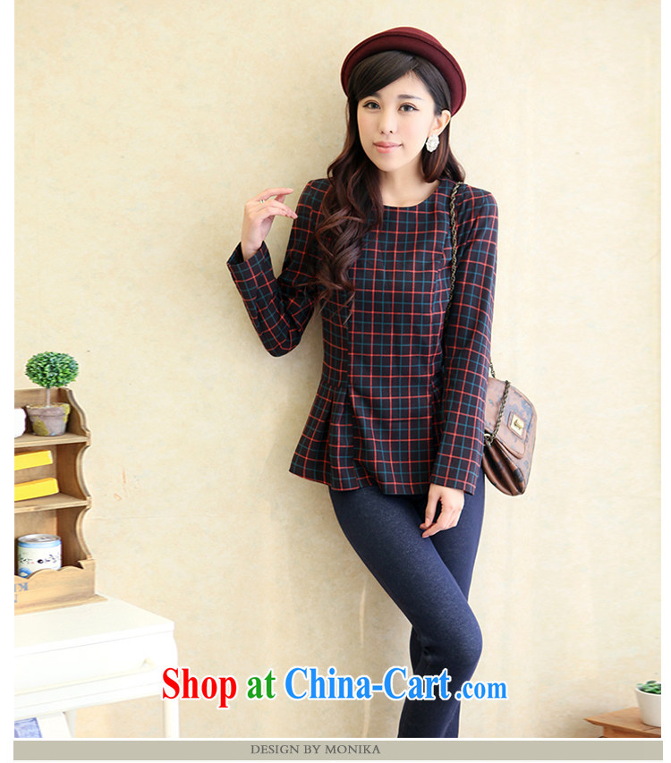 King size, female 2014 spring new, mm thick commuting British wind round-collar long-sleeved checkered graphics thin T-shirt girls tartan XXXL pictures, price, brand platters! Elections are good character, the national distribution, so why buy now enjoy more preferential! Health