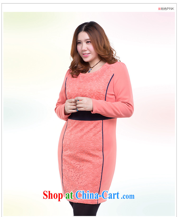 Slim Li-su spring 2014 new, larger female commuter OL retro European root yarn lace embroidery stitching knocked color-waist dresses Q 3303 peach XXXXL pictures, price, brand platters! Elections are good character, the national distribution, so why buy now enjoy more preferential! Health