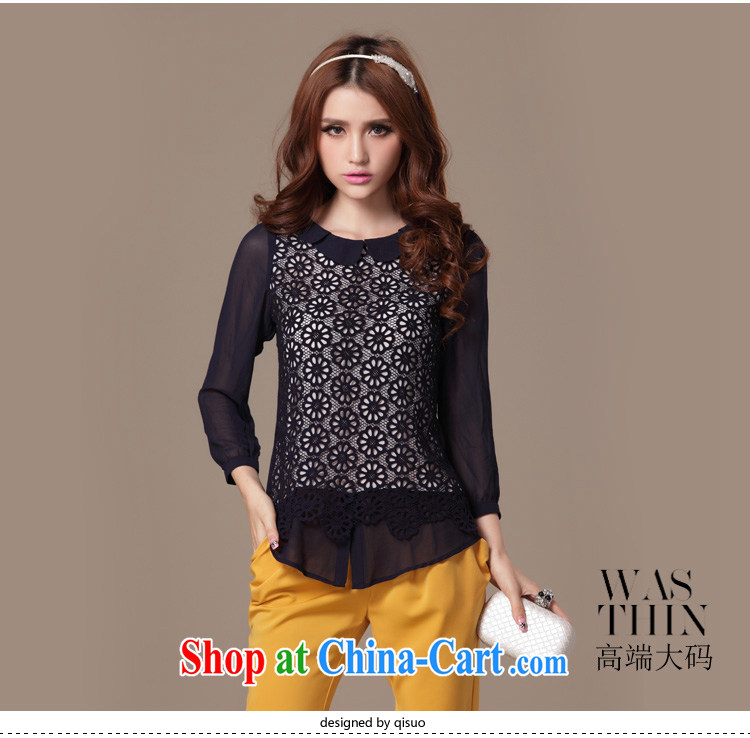 cheer for 2014 XL girls thick MM autumn new lace graphics thin large T long-sleeved shirt number 1952 blue L pictures, price, brand platters! Elections are good character, the national distribution, so why buy now enjoy more preferential! Health