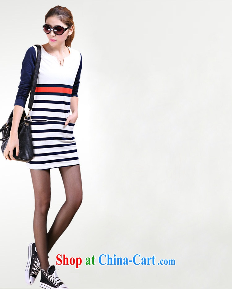 Cheuk-yan Yi Lai shadow the code 2014 autumn is knocked color tile stripes cotton U collar package and dresses S 1235 BMW blue XL pictures, price, brand platters! Elections are good character, the national distribution, so why buy now enjoy more preferential! Health