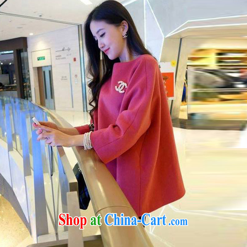 Arthur magic Yi 2015 spring Korean female fashion round collar loose the Code T shirt jacket of red L, Arthur magic clothing, and shopping on the Internet
