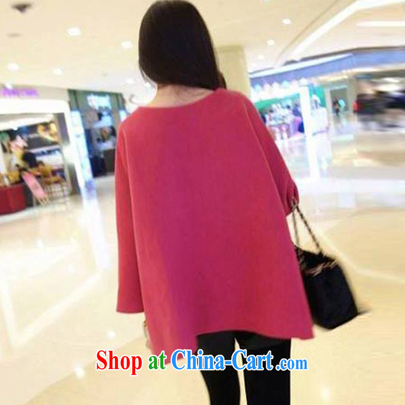 Arthur magic Yi 2015 spring Korean female fashion round collar loose the Code T shirt jacket of red L, Arthur magic clothing, and shopping on the Internet