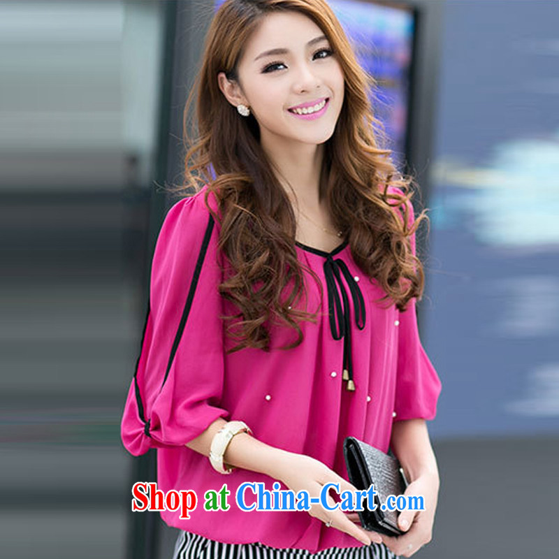 Celebrities will be 2015 spring and summer with new thick MM Korean fashion XL female snow woven shirts female liberal T-shirts female leisure, the 6022 red 6022 XXXXL, celebrities are (MINGLIUDUHUI), shopping on the Internet